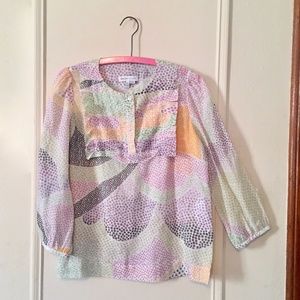 See by Chloe Cotton & Silk Floral Calico Peasant Blouse, size 8
